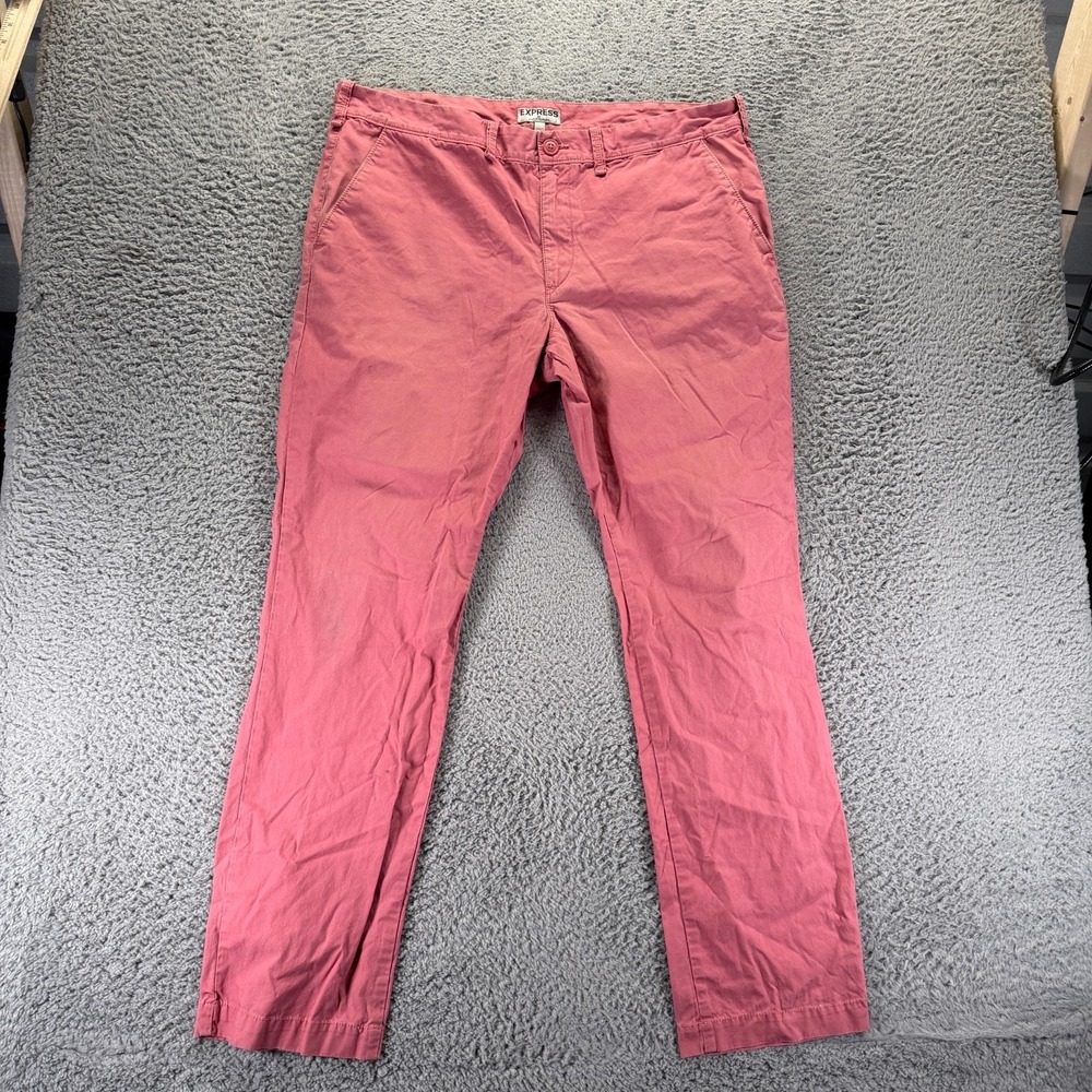 Express Pant Mens 38x32 Pink Cotton Chino Straight Business Preppy Career Office
